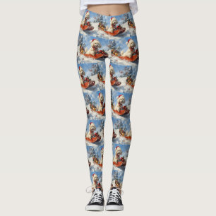 Leggings Chien Caniche en Luge Laissez Tomber la Neige Noël