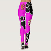 Leggings Chien canin noir et tan rose empreinte de patte (Dos)