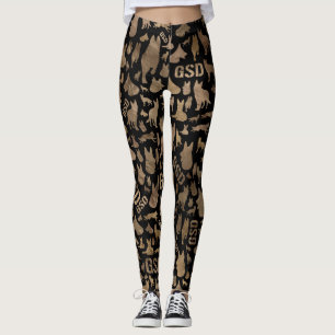 Leggings Chien de berger allemand GSD - or sur le noir
