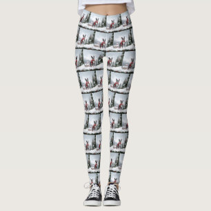 Leggings Chien de Boston Terrier pendant Noël de neige
