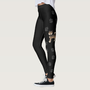 Leggings Chien de dessin animé Shiba Inu au sésame & pattes