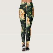 Leggings Chien de golden retriever, feuille d'eucalyptus, (Dos)