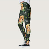 Leggings Chien de golden retriever, feuille d'eucalyptus, (Gauche)
