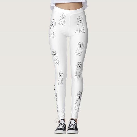 Leggings Chien endormi, dessin linéaire (Devant)