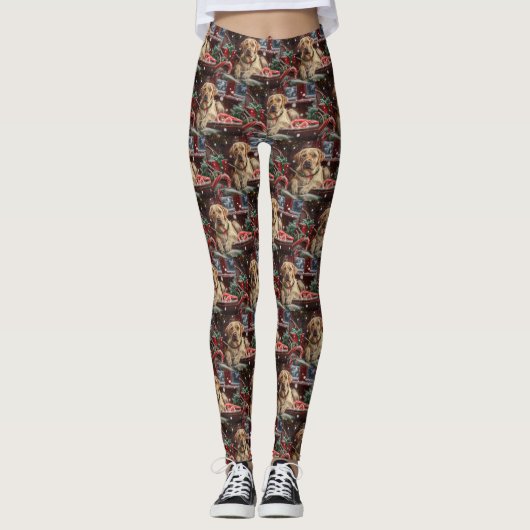 Leggings Chien Labrador Fête de Noël (Devant)