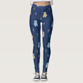 Leggings Chien Lhasa Apso motif bleu arrière - plan (Devant)