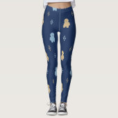 Leggings Chien Lhasa Apso motif bleu arrière - plan (Devant)