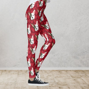 Leggings Chien mignon de taureau français avec Coeurs de Sa