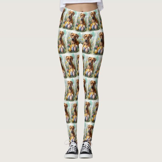 Leggings Chien Rhodesian Ridgeback avec vacances de œufs de (Devant)