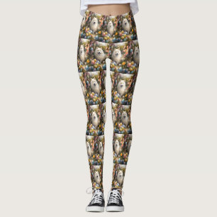 Leggings Chien Samoyède avec œufs de Pâques vacances