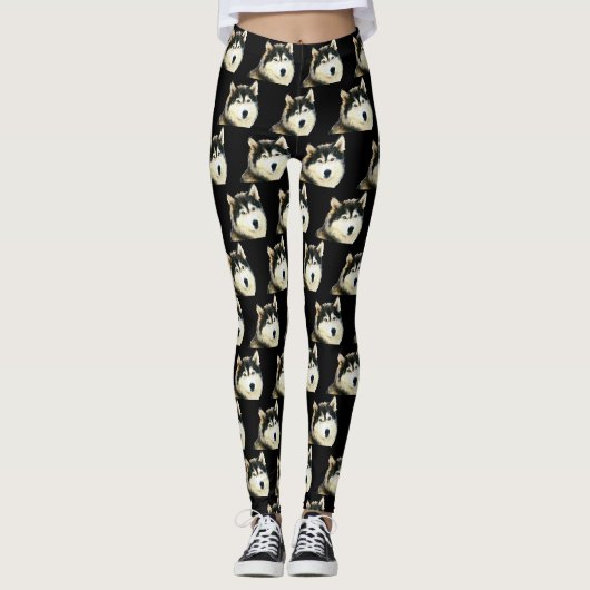 Leggings Chien Sibérien Husky Mignon (Devant)