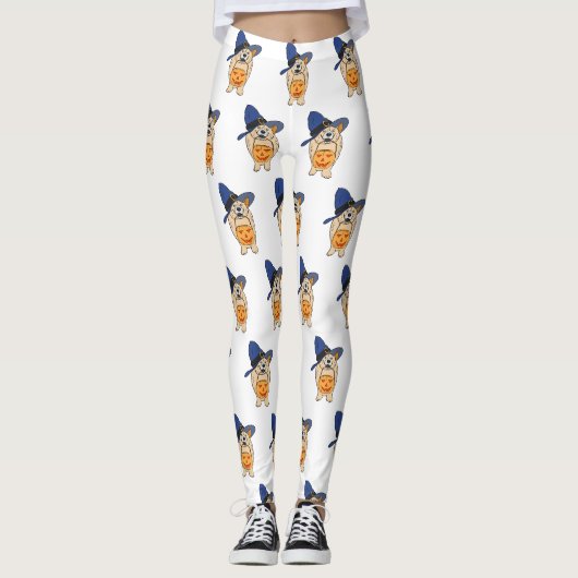 Leggings Chien Sorcière Citrouille (Devant)