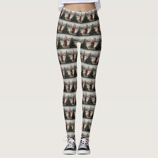 Leggings Chien Yorkipod en Noël de neige (Devant)