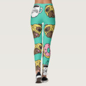 Leggings Chiens amusants, beignets, motif de café. (Dos)