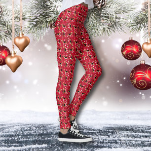 Leggings Chiens beagles portant le chapeau de Noël