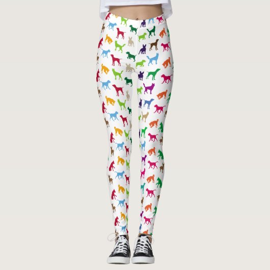Leggings Chiens colorés silhouettes (Devant)