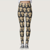 Leggings Chiens crèmes à cheveux longs de saucisse du motif (Devant)