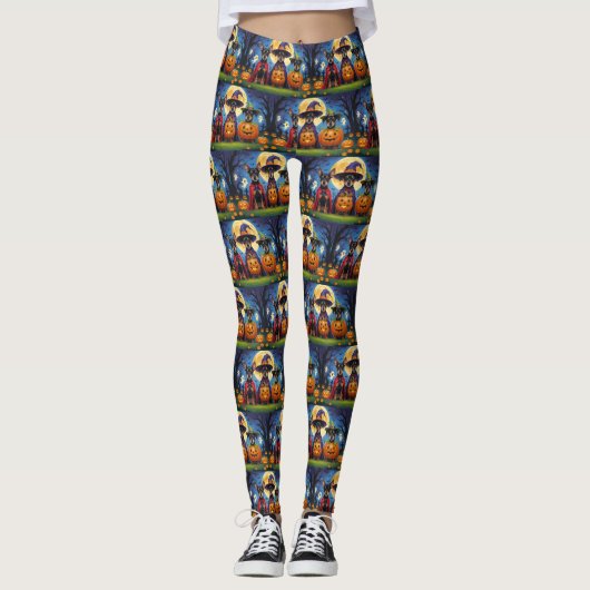 Leggings Chiens d'Affenpinscher Citrouille Halloween Funny (Devant)