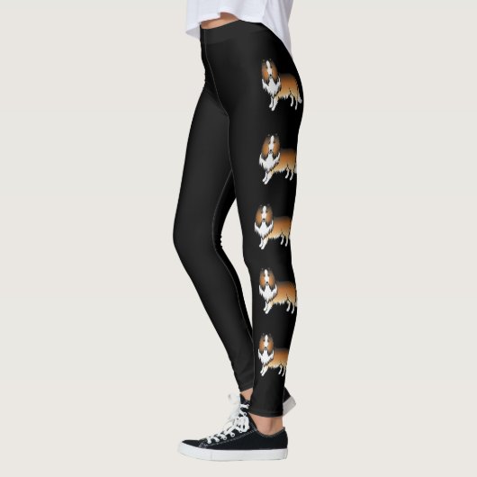 Leggings Chiens de dessin animé mignons Rough Collie Sable (Gauche)