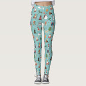 Leggings Chiens de Fêtes en Motif de pulls de Noël (Devant)