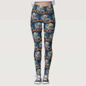 Leggings Chiens de Terre-Neuve Citrouille Halloween Funny (Devant)