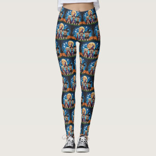 Leggings Chiens de Terre-Neuve Citrouille Halloween Funny