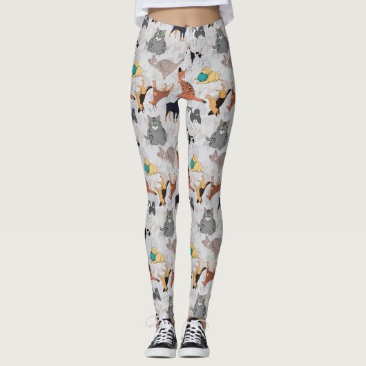 Leggings Chiens Et Chats Cutes Design Motif (Devant)