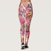 Leggings Chiens et fleurs heureux (Dos)