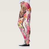 Leggings Chiens et fleurs heureux (Gauche)