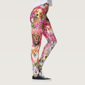 Leggings Chiens et fleurs heureux (Droite)