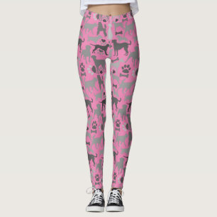 Leggings Chiens et pattes motif 03.b Pink BG