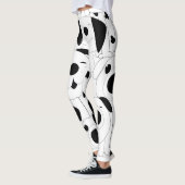 Leggings Chiens mignons : dessin animé noir, blanc. (Gauche)