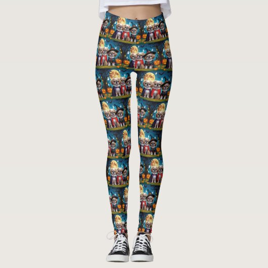 Leggings Chiens Pekingese Citrouille Halloween drôle (Devant)