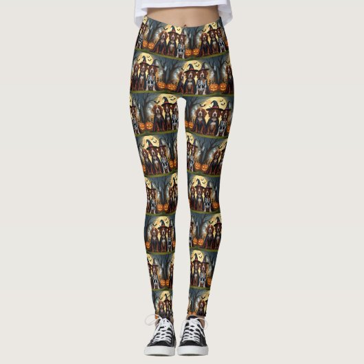 Leggings Chiens rouges irlandais Citrouille Halloween Funny (Devant)