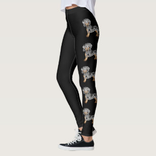 Leggings Chiens Teckel à Poil Court Bringé Noir et Tan