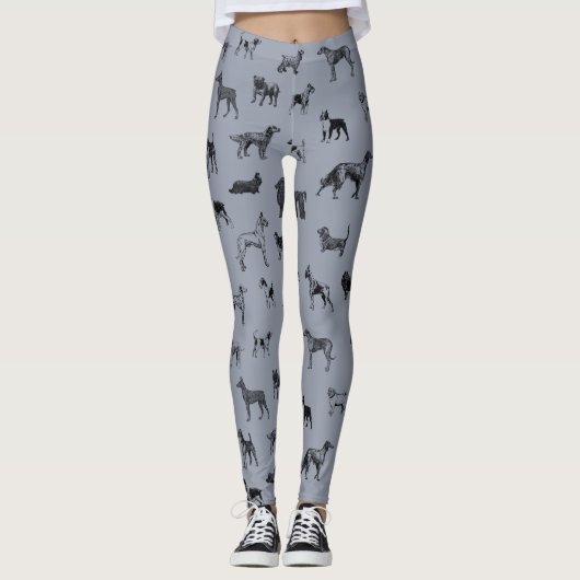Leggings Chiens vintages (noir) (Devant)