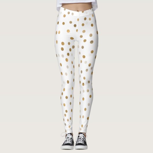 Leggings Chiffres d'or de fille Confetti Design blanc (Devant)
