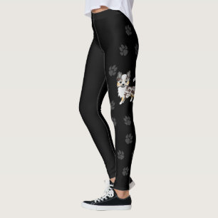 Leggings Chihuahua au pelage long et merle chocolat & patte