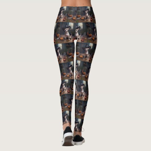 Leggings Chihuahua Citrouilles Halloween effrayant (Dos)