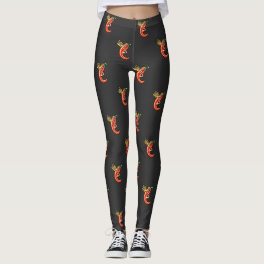 Leggings Chili épicé drôle sur feu (Devant)