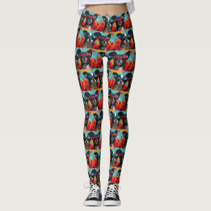 Leggings Chin japonais avec coeur Roses Saint-Valentin