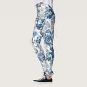 Leggings Chinoiserie Bleu et Blancs Fleurs florales (Gauche)