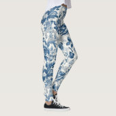 Leggings Chinoiserie Bleu et Blancs Fleurs florales (Droite)
