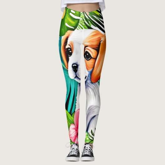 Leggings Chiot de l'île : Ami floral (Devant)