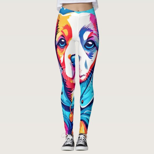 Leggings Chiot en design de manteau bleu (Devant)