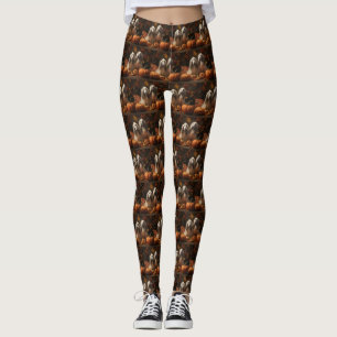 Leggings chiot lévrier afghan Délice d'Automne Citrouille