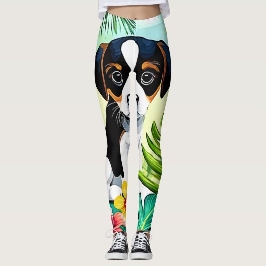 Leggings Chiot mignon au paradis (Devant)