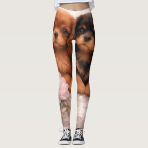 Leggings Chiots Cavalier King Charles au printemps en fleur