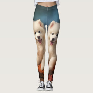 Leggings Chiots Samoyède Délice d'Automne Citrouille