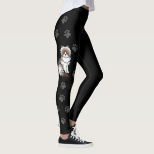 Leggings Chocolat Bi-Color Perse Cute Chat & Paquets Noir